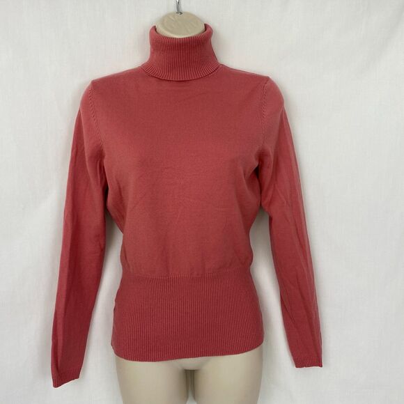 Ann Taylor LOFT Merino Wool Blend Sweater Womens Small Pink Sexy Turtleneck Y2K - Picture 11 of 12